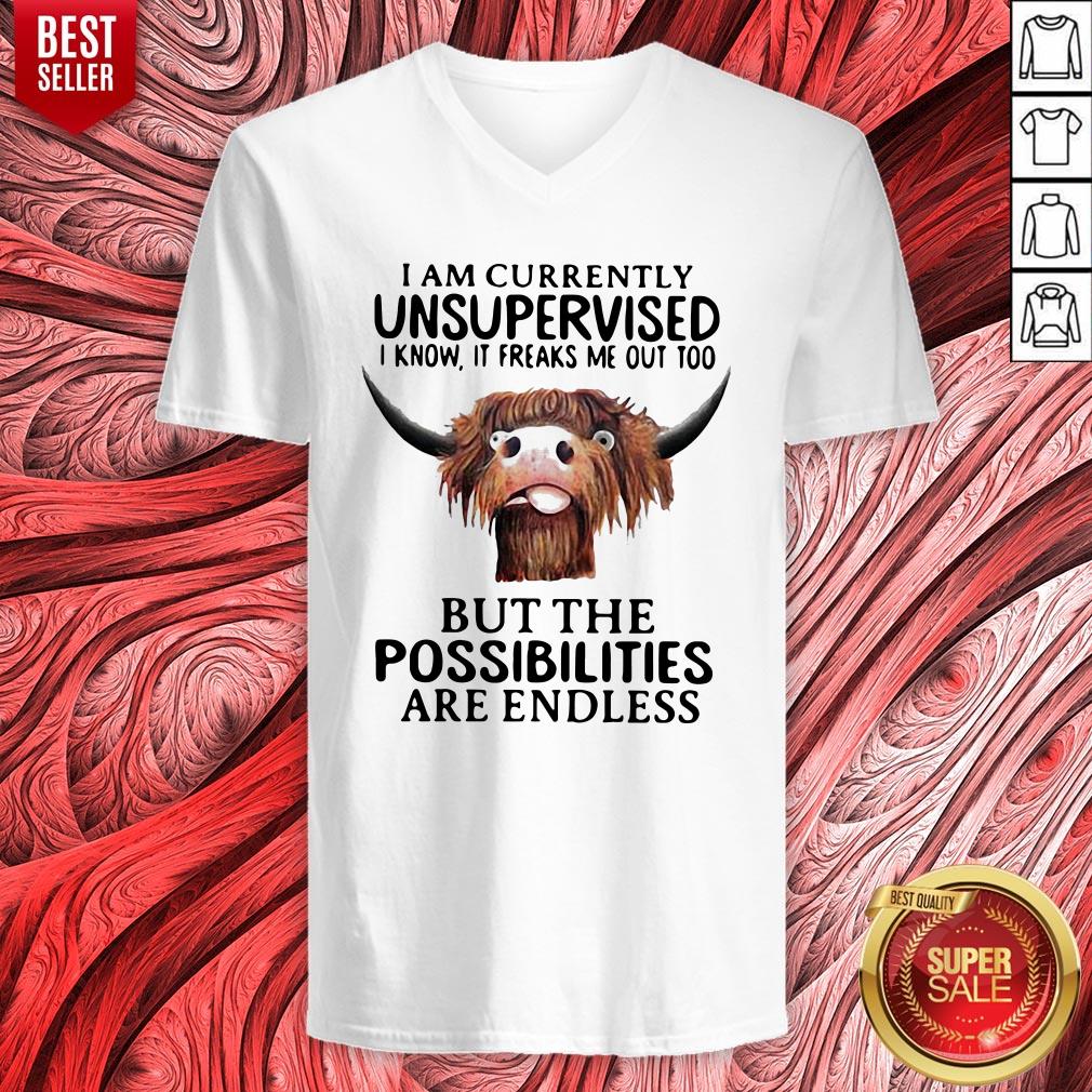 Top Buffalo I Am Currently Unsupervised I Know It Freaks Me Out Too But The Possibilities Are Endless Shirt - Image 2