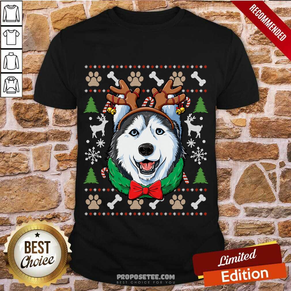 Top Cute Husky Ugly Sweater Christmas Shirt
