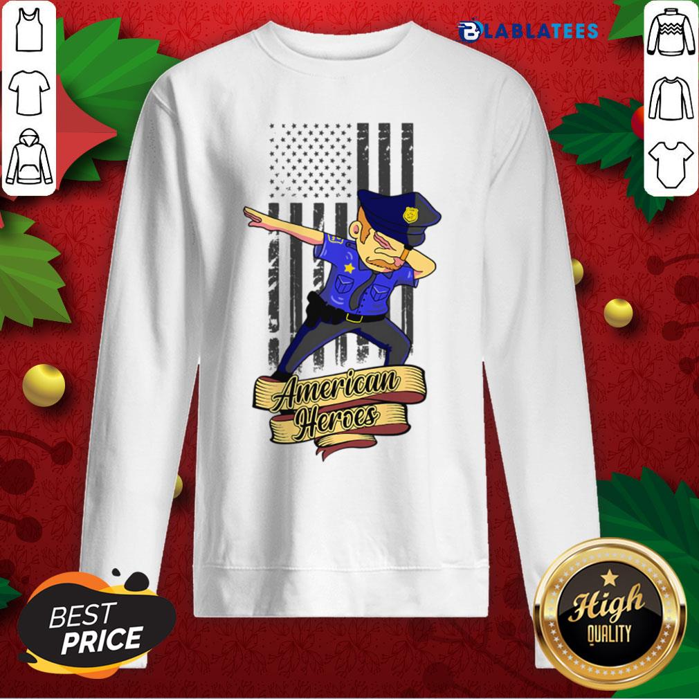 Top Dabbing Police Man Ameican Heroes Us Flag Shirt - Image 5