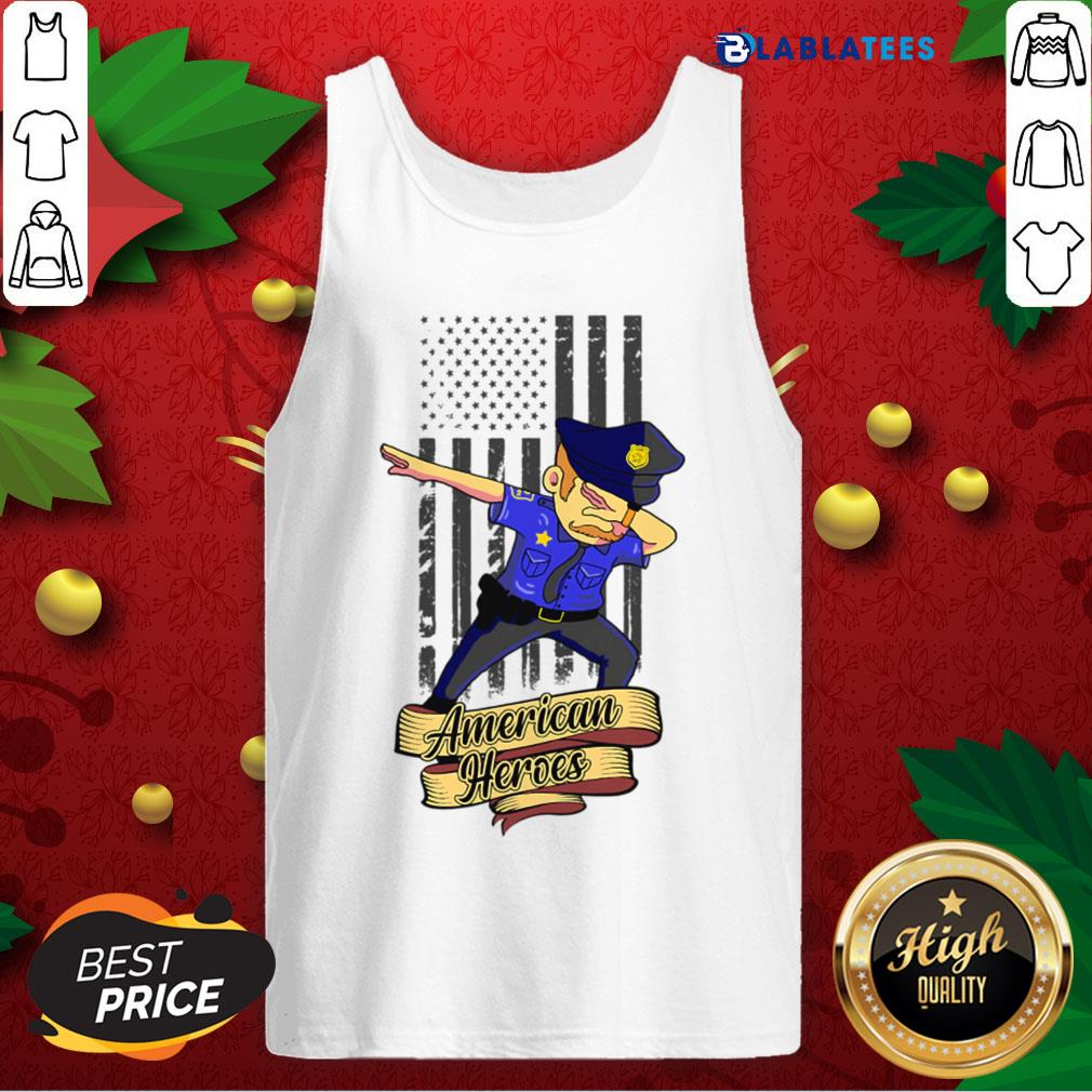 Top Dabbing Police Man Ameican Heroes Us Flag Shirt - Image 4