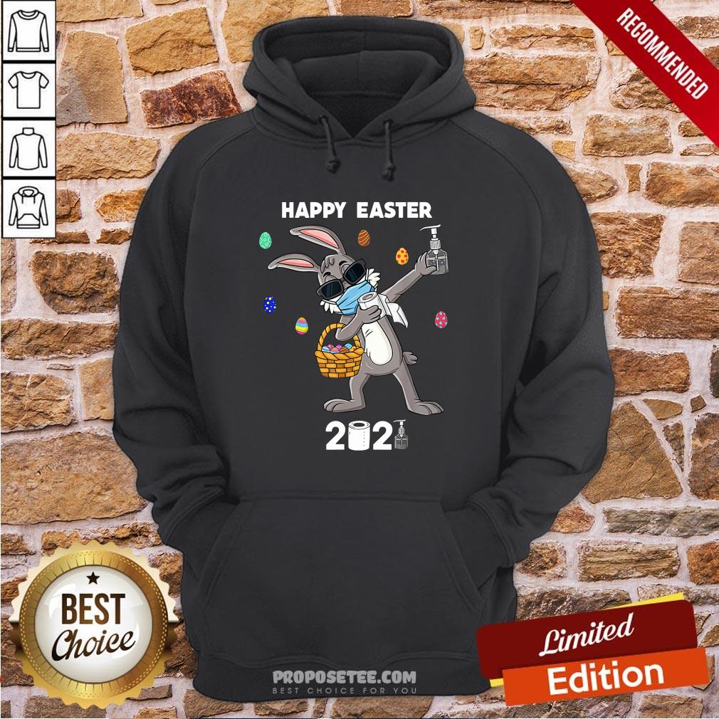 Top Dabbing Rabbit Face Mask Happy Easter 2021 Shirt - Image 5