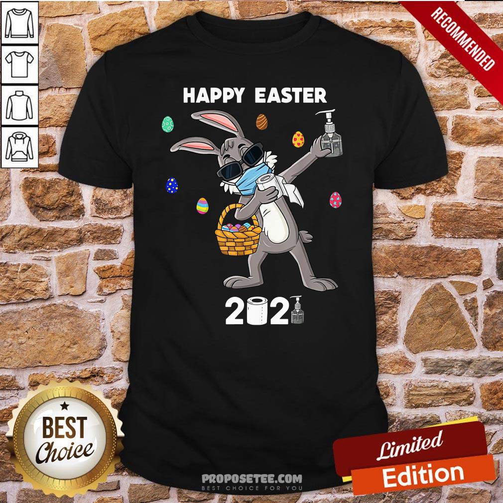 Top Dabbing Rabbit Face Mask Happy Easter 2021 Shirt