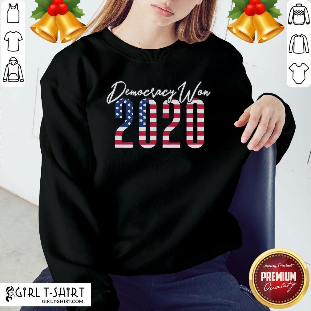 Top Democracy Won 2020 American Flag Shirt - Image 4