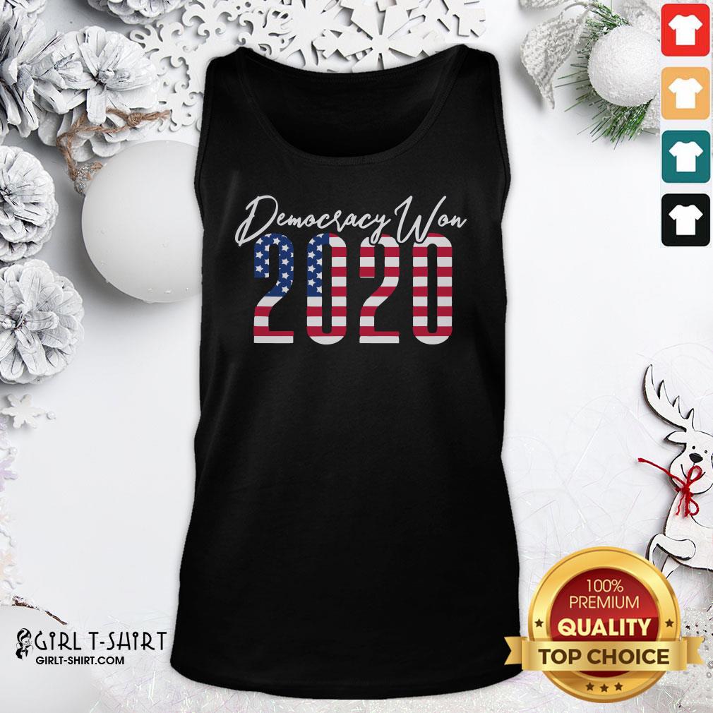 Top Democracy Won 2020 American Flag Shirt - Image 3