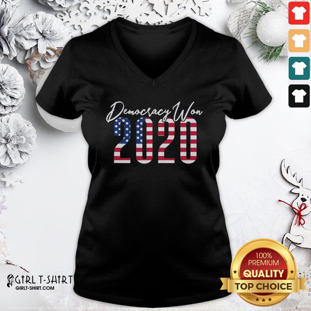 Top Democracy Won 2020 American Flag Shirt - Image 2