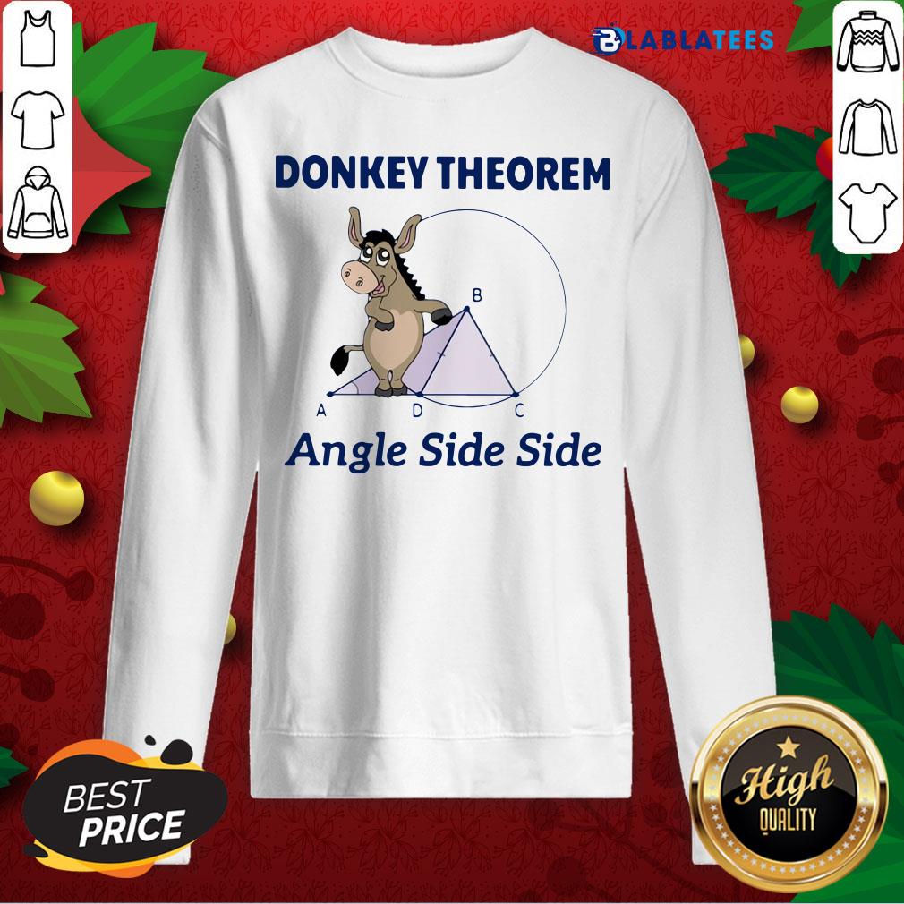 Top Donkey Theorem Angle Side Side - Funny Math Design - Fond Bleu Shirt - Image 5