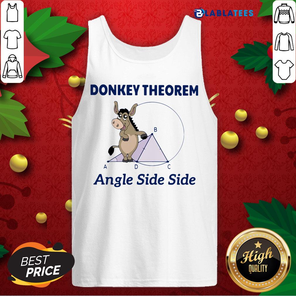Top Donkey Theorem Angle Side Side - Funny Math Design - Fond Bleu Shirt - Image 4