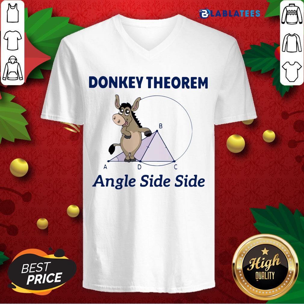 Top Donkey Theorem Angle Side Side - Funny Math Design - Fond Bleu Shirt - Image 3