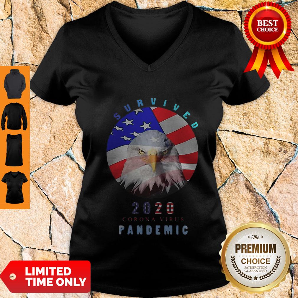 Top Eagle American Flag Survived 2020 Corona Virus Pandemic Shirt - Image 3