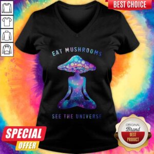 Alternative view of Top Eat Mushrooms See The Universe Yoga Shirt