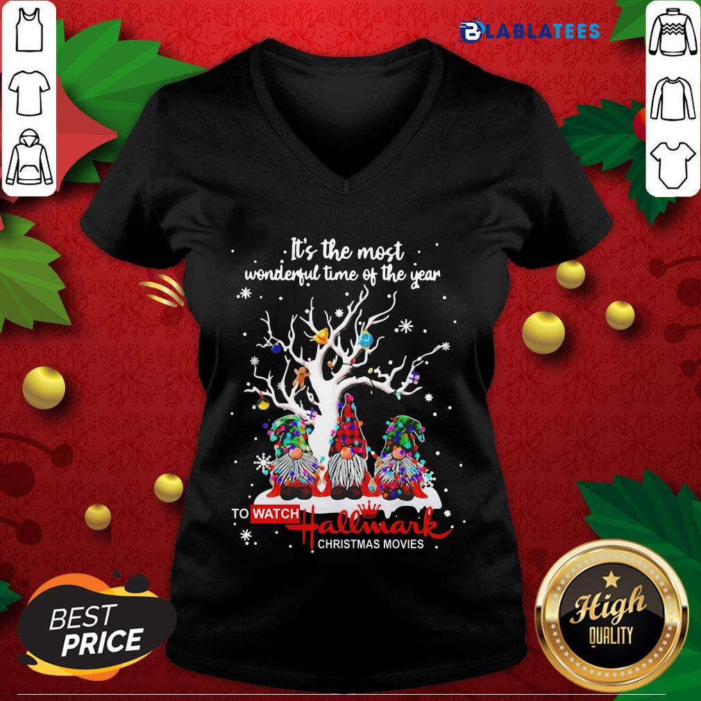 Top Gnomes It_s The Most Wonderful Time Of The Year To Watch Hallmark Christmas Movies Christmas Shirt - Image 5