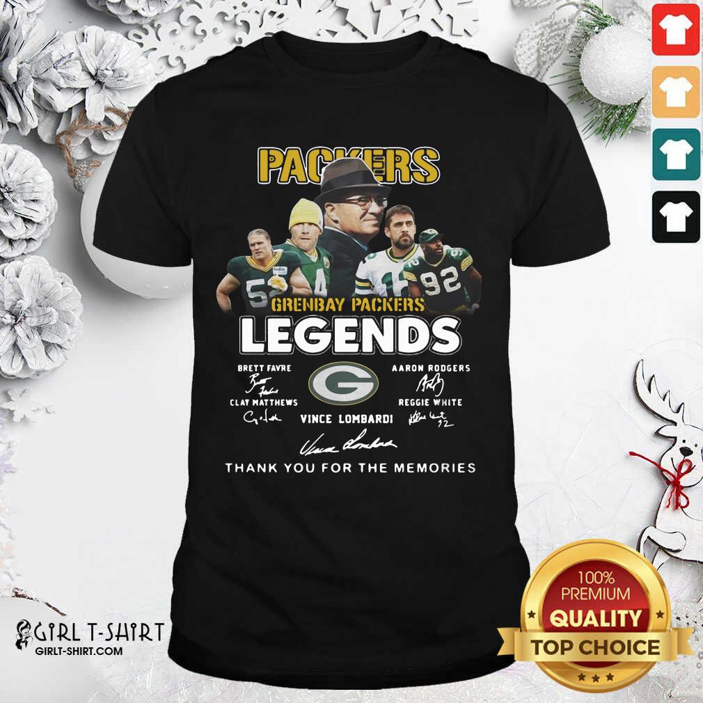 Top Green Bay Packers Legends Brett Favre Aaron Rodgers Clay Matthews Reggie White Vince Lombardi Signatures Shirt