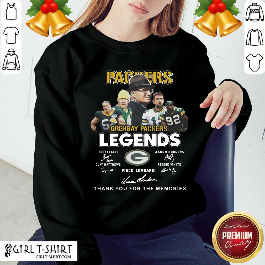 Top Green Bay Packers Legends Brett Favre Aaron Rodgers Clay Matthews Reggie White Vince Lombardi Signatures Shirt - Image 2