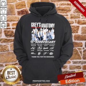 Alternative view of Top Grey’s Anatomy 15Th Anniversary Thank You For The Memories Signatures Shirt
