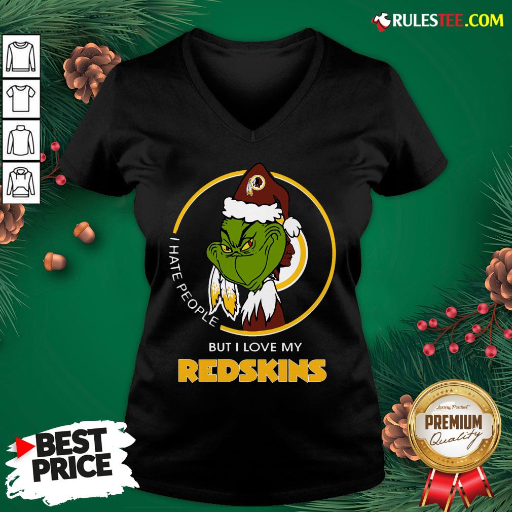 Top Grinch I Hate People But I Love My Redskins Shirt - Image 3