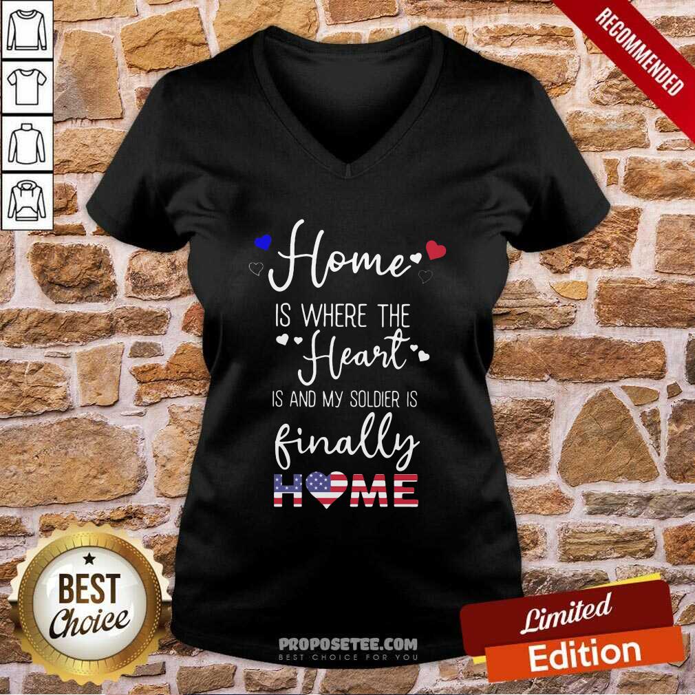 Top Home Is Where The Heart Is And My Soldier Is Finally Home American Flag Shirt - Image 4