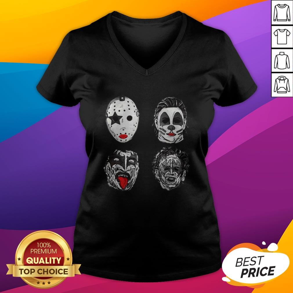 Top Horror Movie Character Faces Halloween Shirt - Image 4