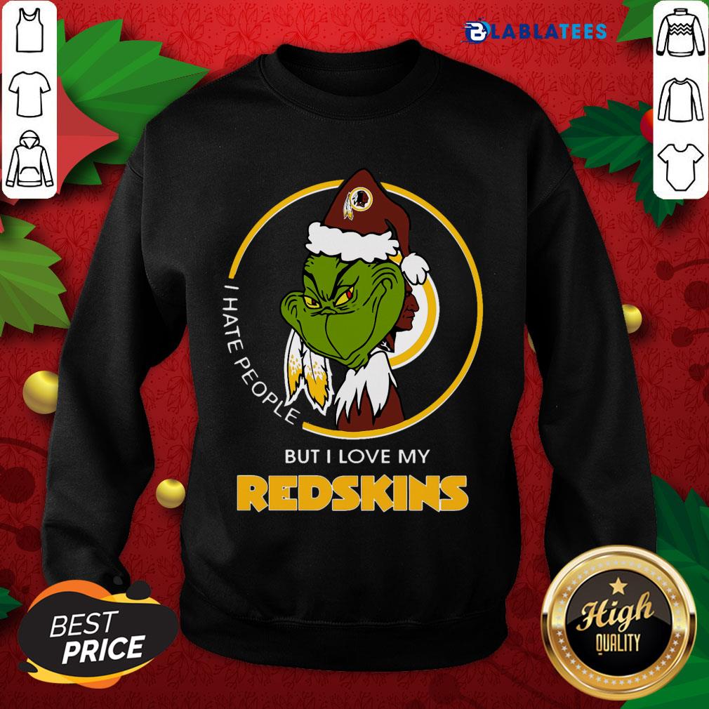 Top I Hate People But I Love My Washington Redskins Grinch Shirt - Image 5