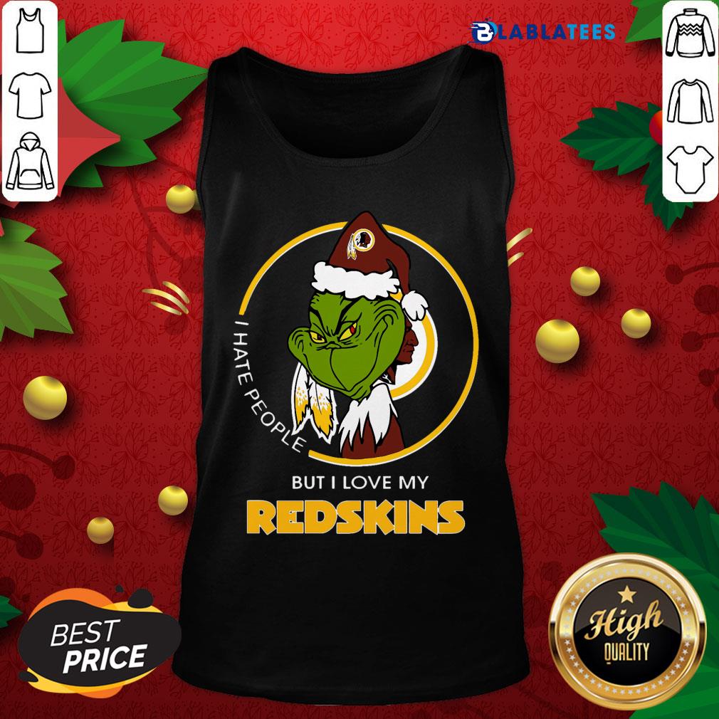 Top I Hate People But I Love My Washington Redskins Grinch Shirt - Image 4