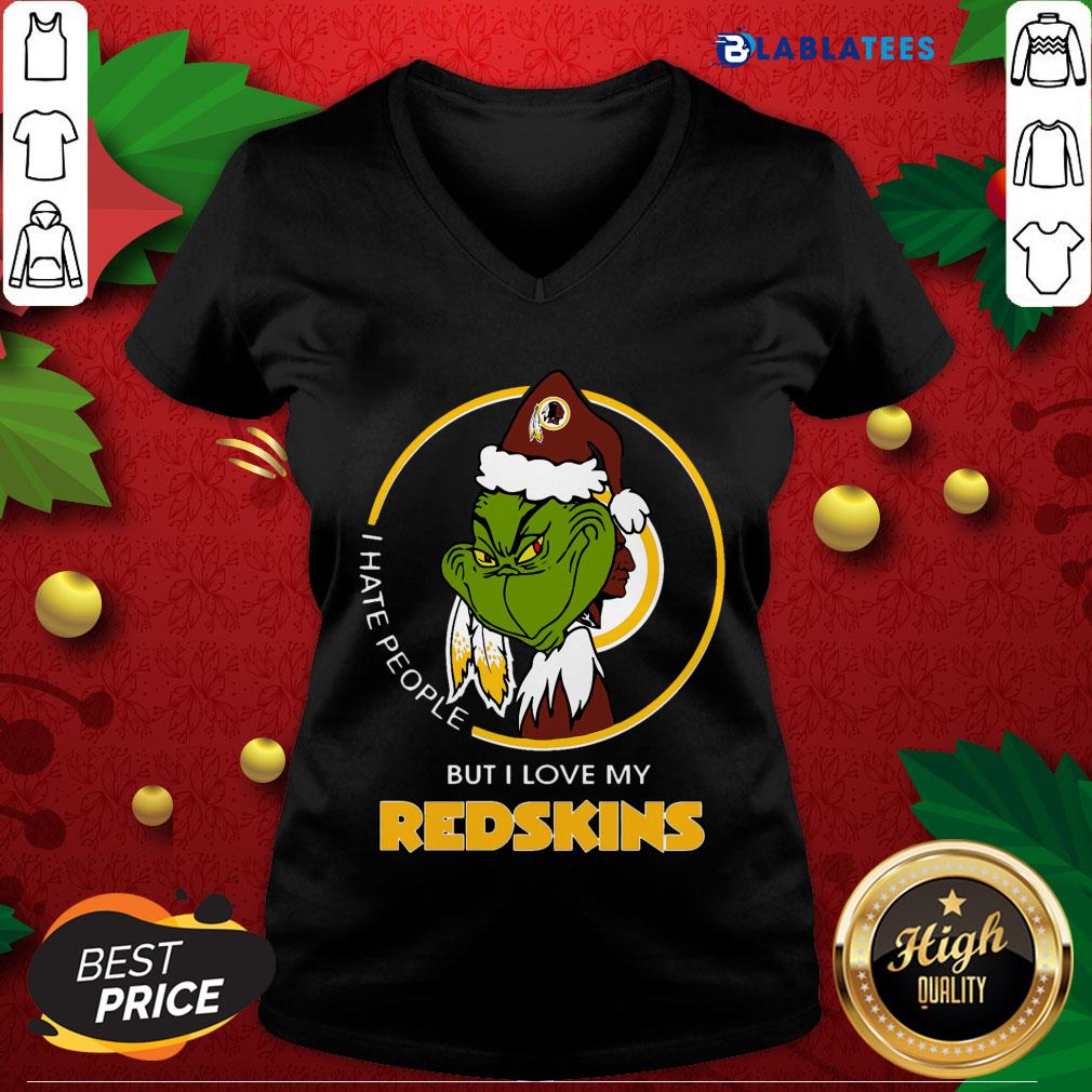 Top I Hate People But I Love My Washington Redskins Grinch Shirt - Image 3