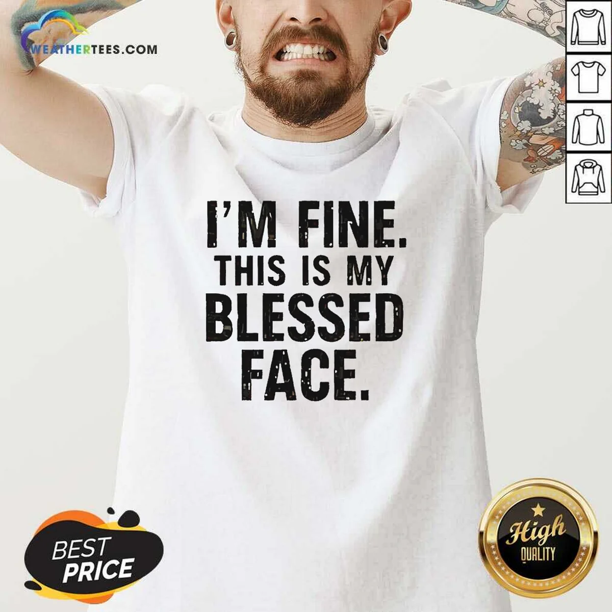 Top I'M Fine This Is My Blessed Face Shirt - Image 2
