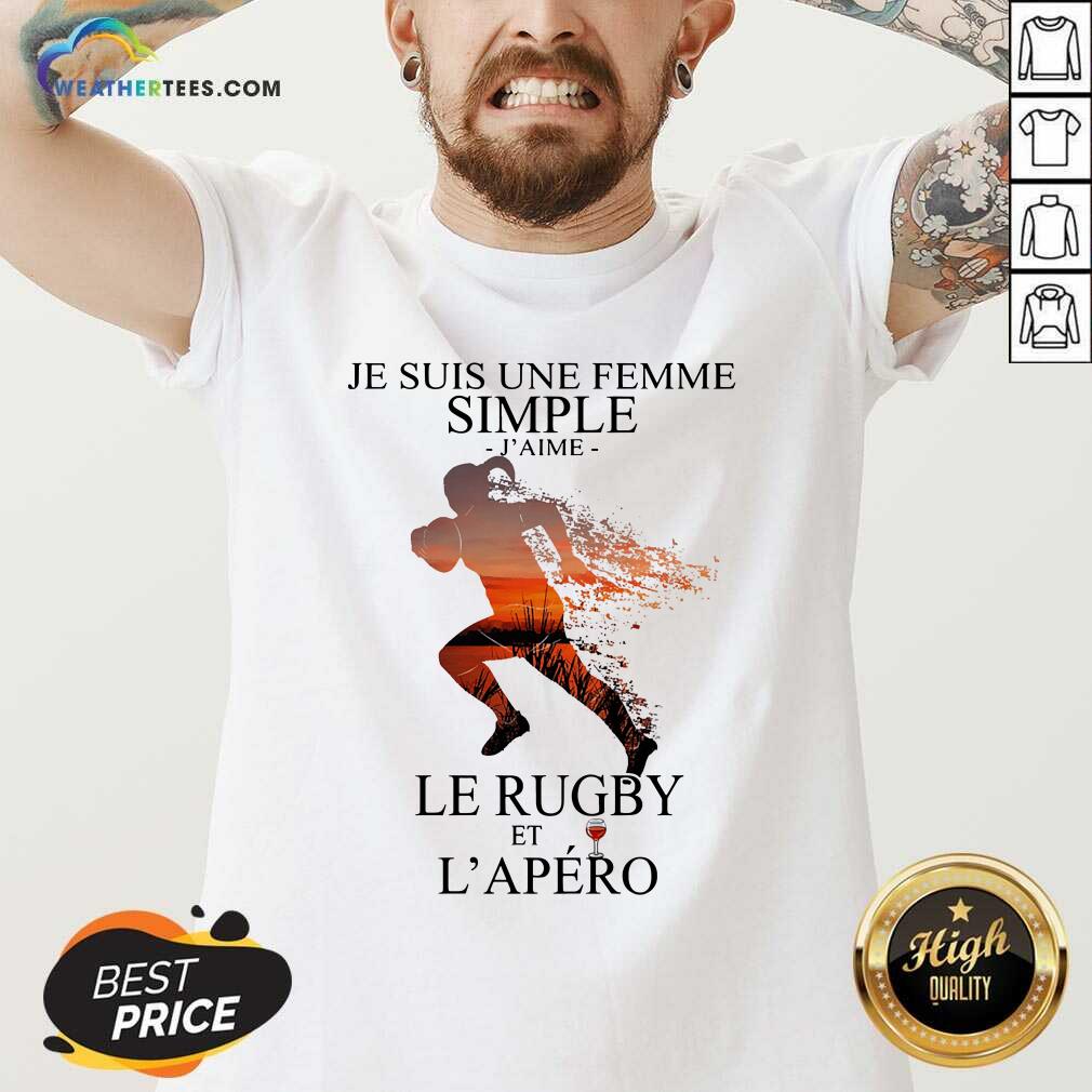 Top Je Suis Une Femme Simple Quote Le Rugby Sunset Shirt - Image 2