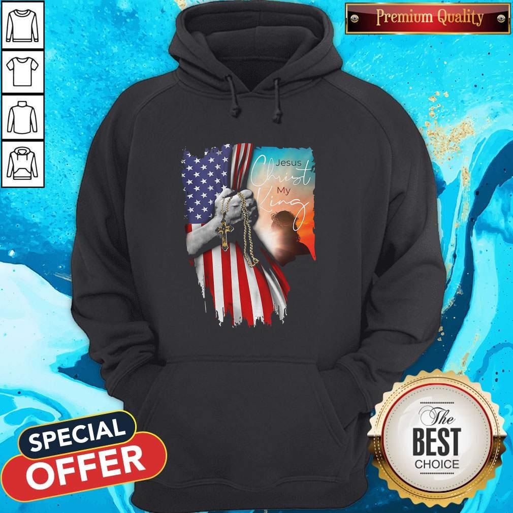 Top Jesus Christ My King American Flag Independence Day Shirt - Image 5