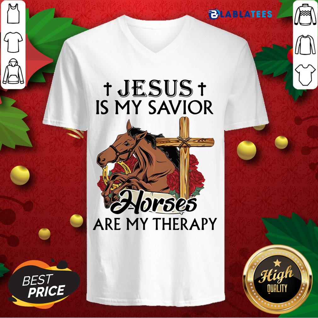Top Jesus Is My Savior Horses Are My Therapy Shirt - Image 3
