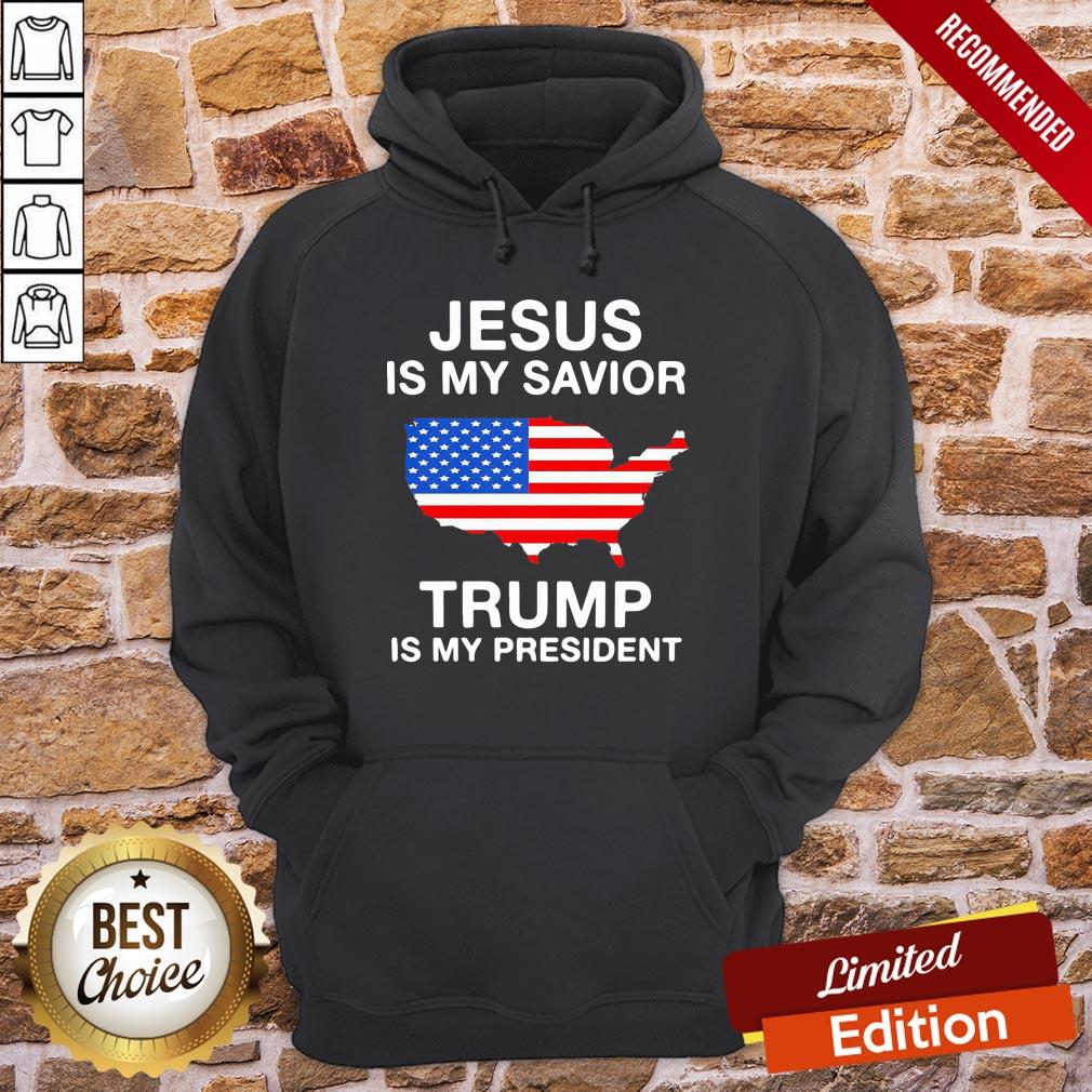 Top Jesus Is My Savior Trump Is My President American Flag Shirt - Image 5
