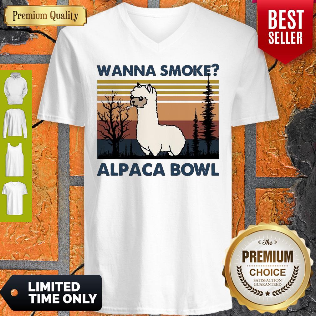 Top Llama Wanna Smoke Alpaca Bowl Vintage Shirt - Image 3
