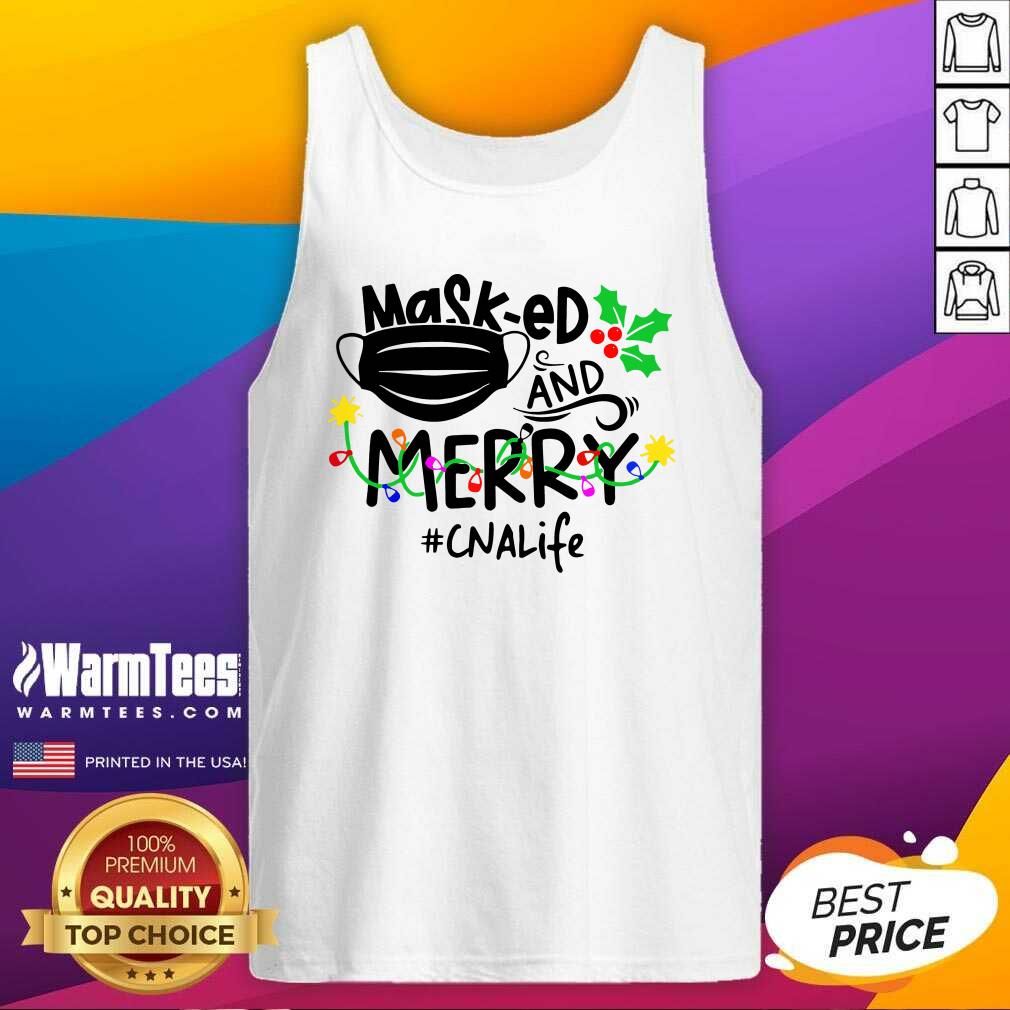 Top Mask-ed And Merry Christmas Cna Life Shirt - Image 4