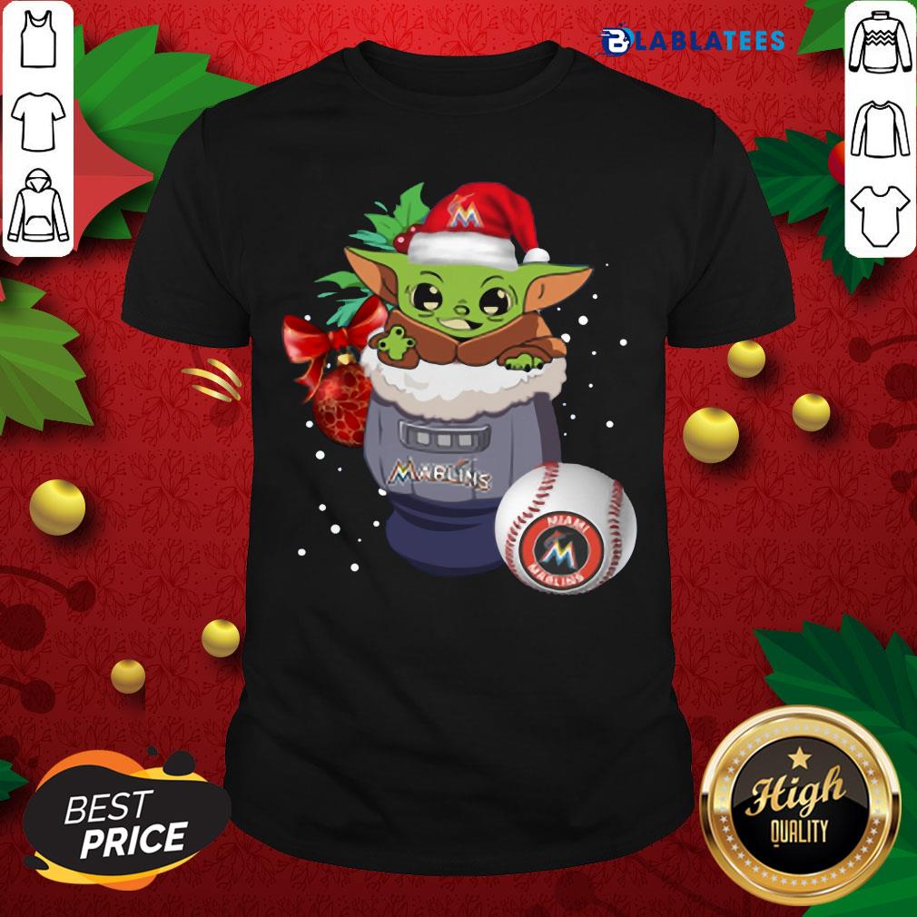 Top Miami Marlins Christmas Baby Yoda Star Wars Funny Happy MLB Shirt