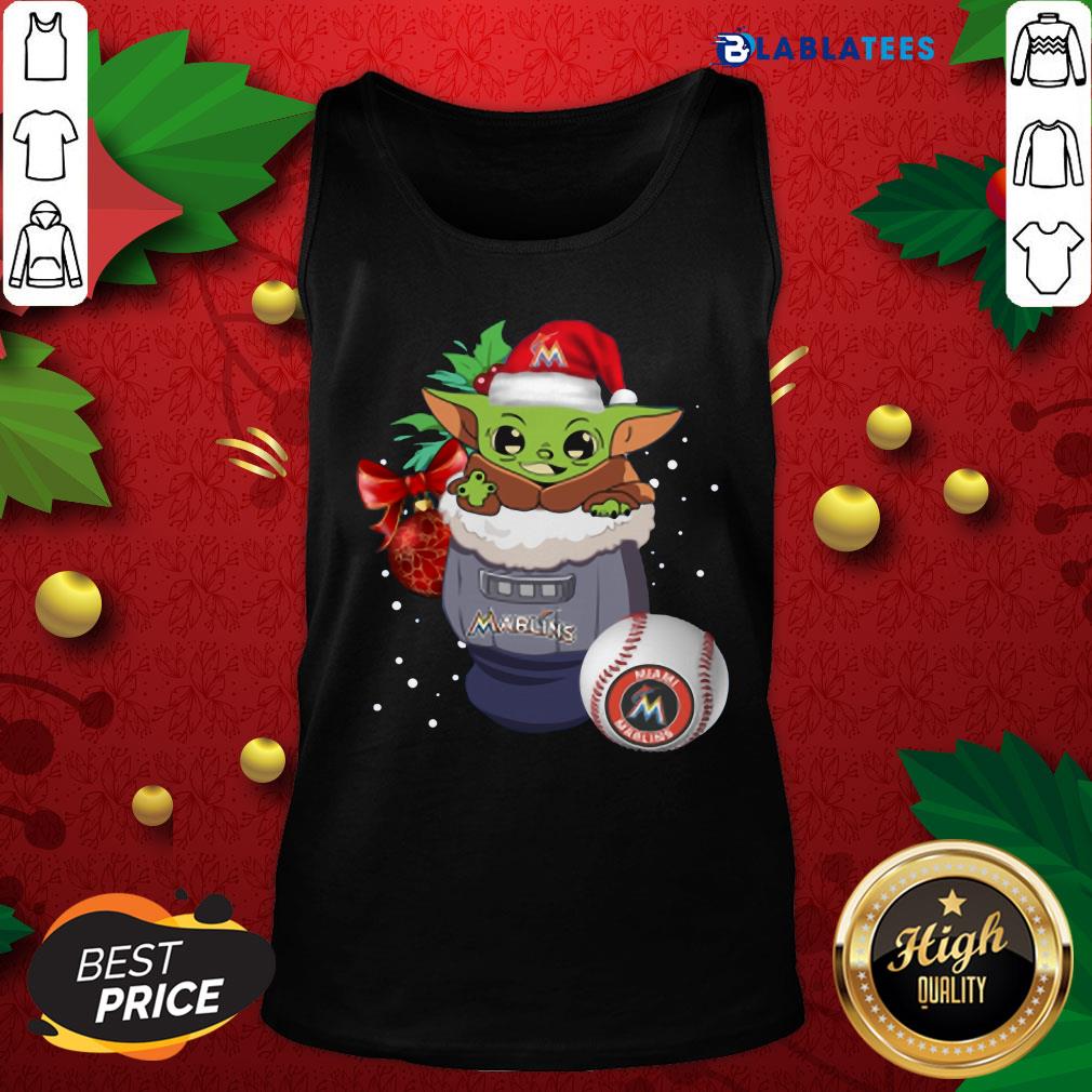 Top Miami Marlins Christmas Baby Yoda Star Wars Funny Happy MLB Shirt - Image 4