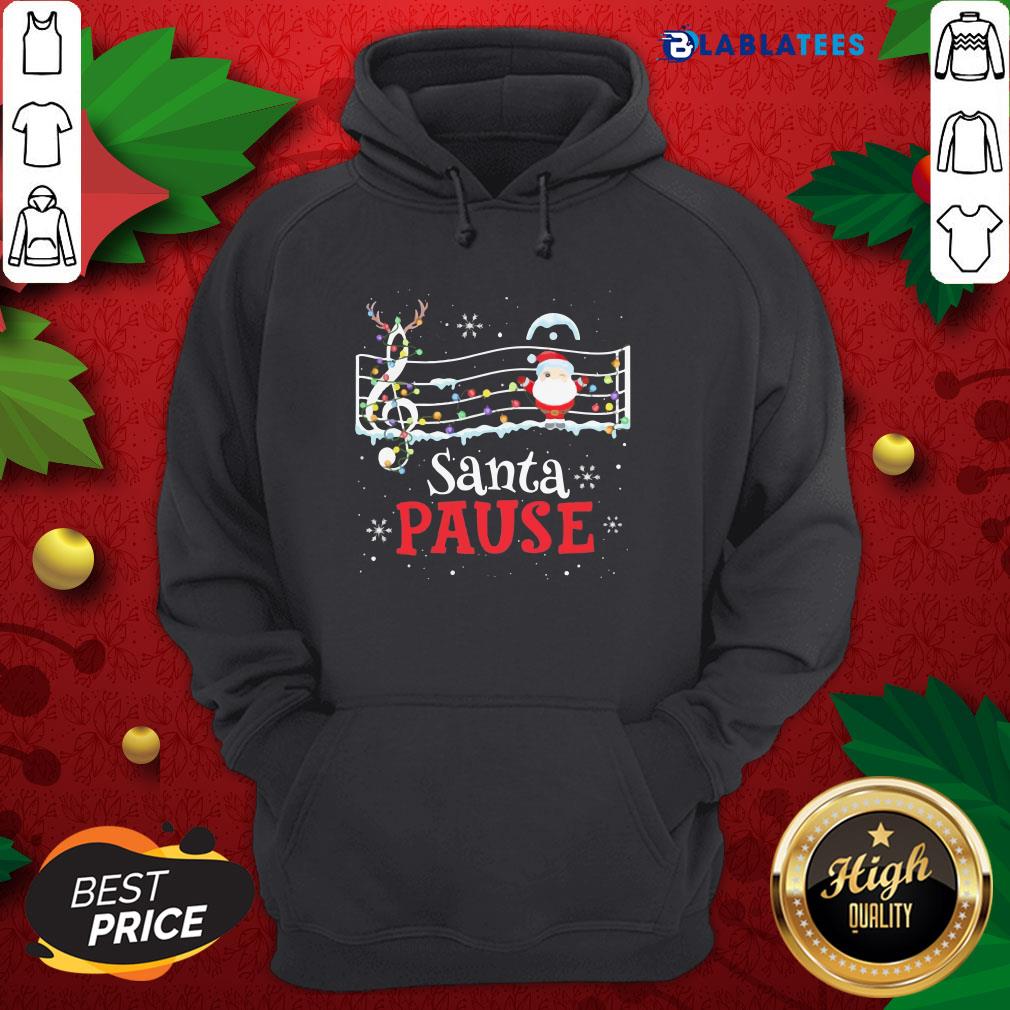 Top Music Lovers Santa Pause Christmas Shirt - Image 3
