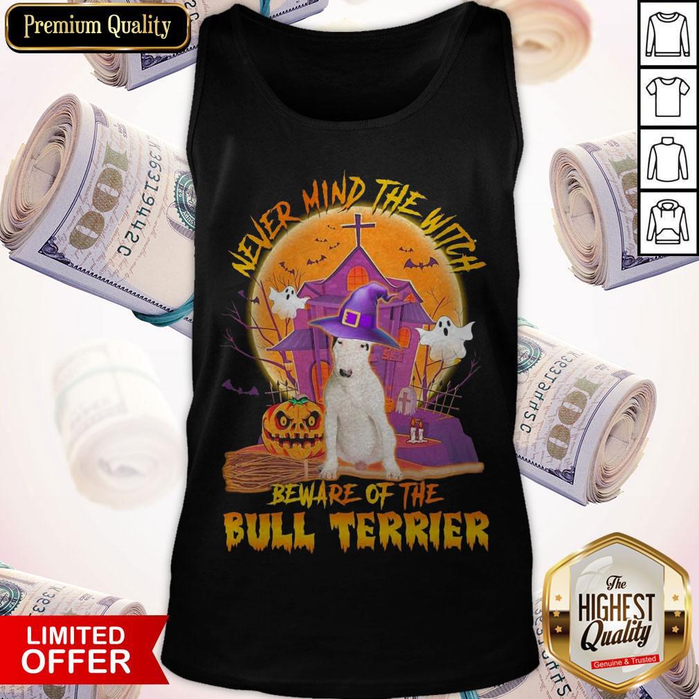 Top Never Mind The Witch Beware Of The Bull Terrier Halloween Moon Shirt - Image 3