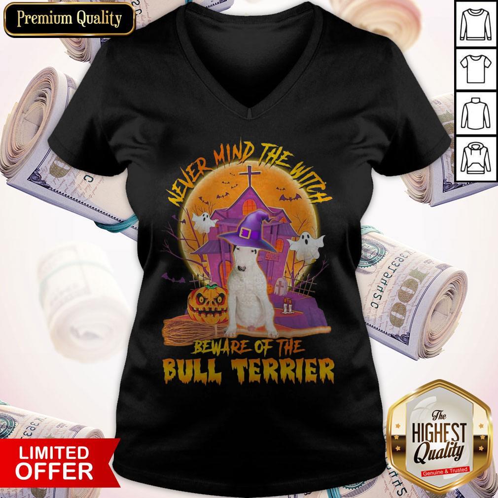 Top Never Mind The Witch Beware Of The Bull Terrier Halloween Moon Shirt - Image 2