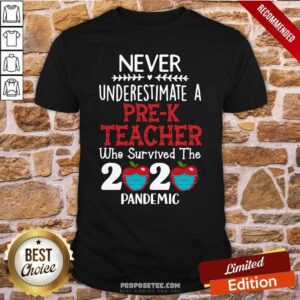 Top Never Underestimate A Pre-K Teacher Who Survived 2020 Pandemic Shirt
