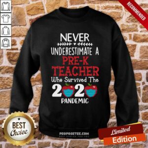Alternative view of Top Never Underestimate A Pre-K Teacher Who Survived 2020 Pandemic Shirt