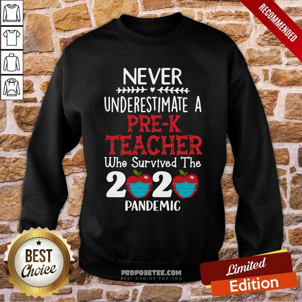 Top Never Underestimate A Pre-K Teacher Who Survived 2020 Pandemic Shirt - Image 2