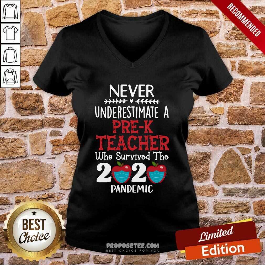 Top Never Underestimate A Pre-K Teacher Who Survived 2020 Pandemic Shirt - Image 3