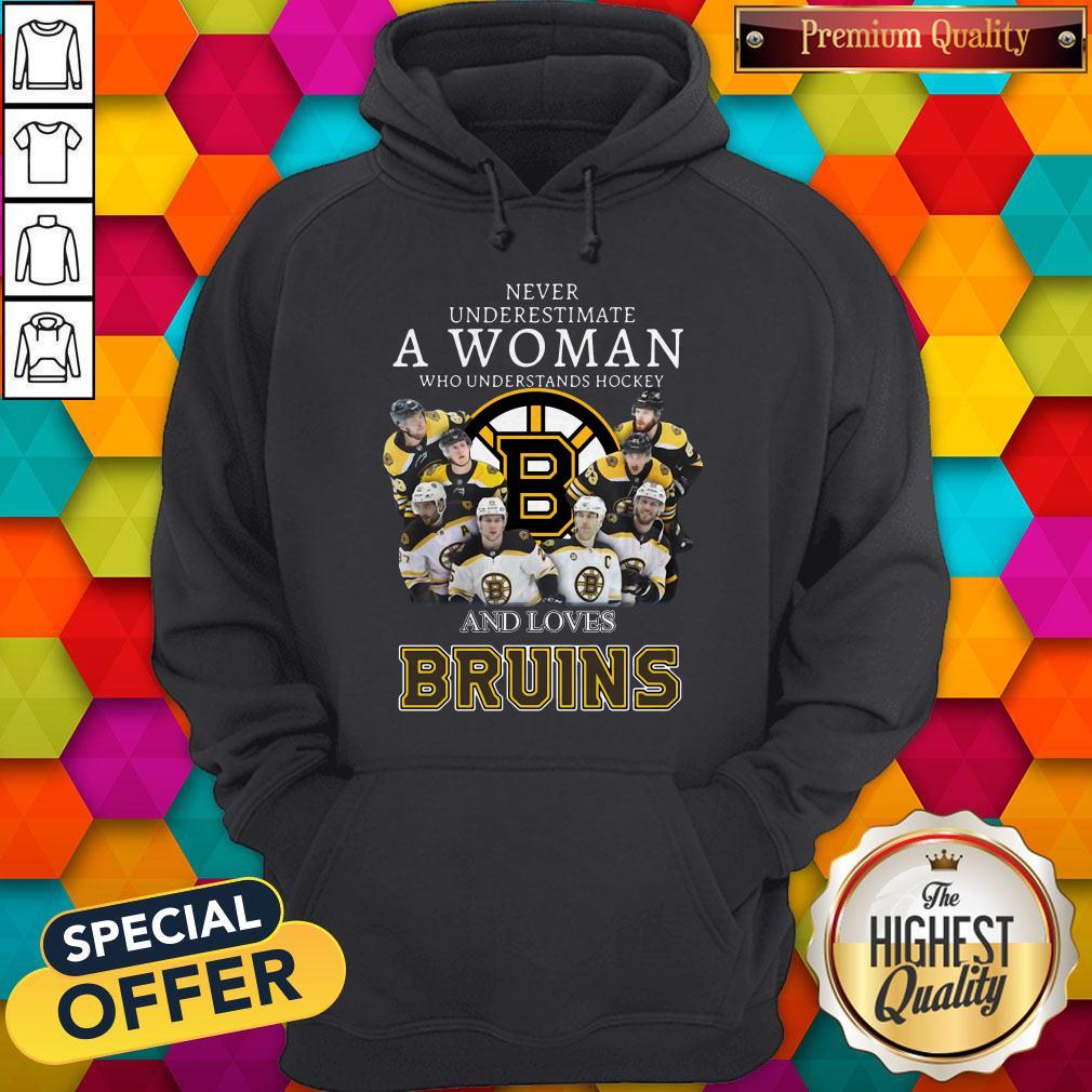 Top Never Underestimate A Woman Who Understand Hockey And Loves Bruins Tee Shirt - Image 5