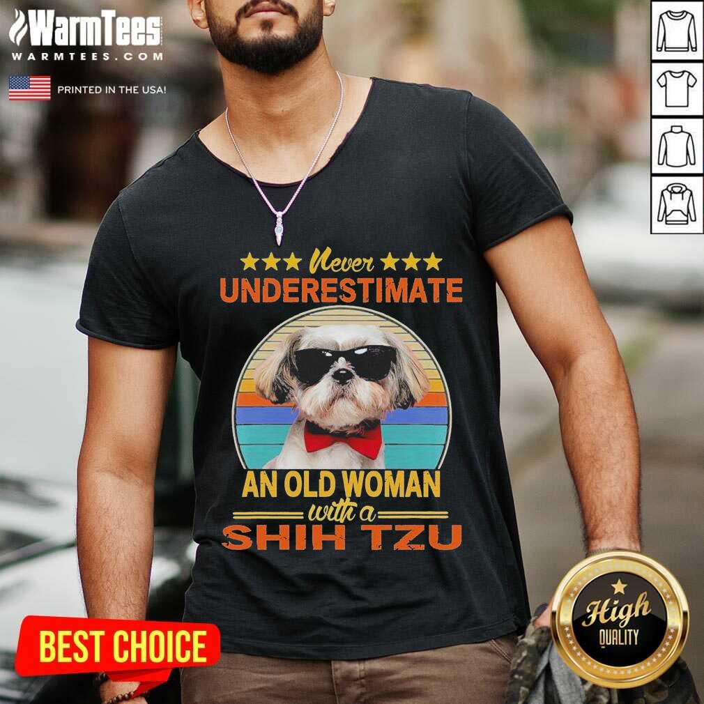 Top Never Underestimate An Old Woman With A Shih Tzu Vintage Shirt - Image 5