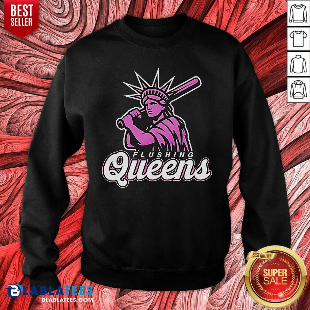Top Nice Flushing Queens Statue Of Liberty Holding Baseball Bat Shirt - Image 4