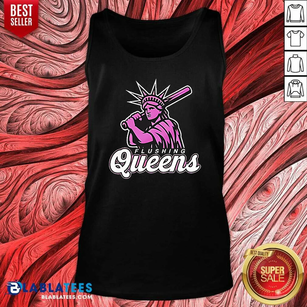 Top Nice Flushing Queens Statue Of Liberty Holding Baseball Bat Shirt - Image 5