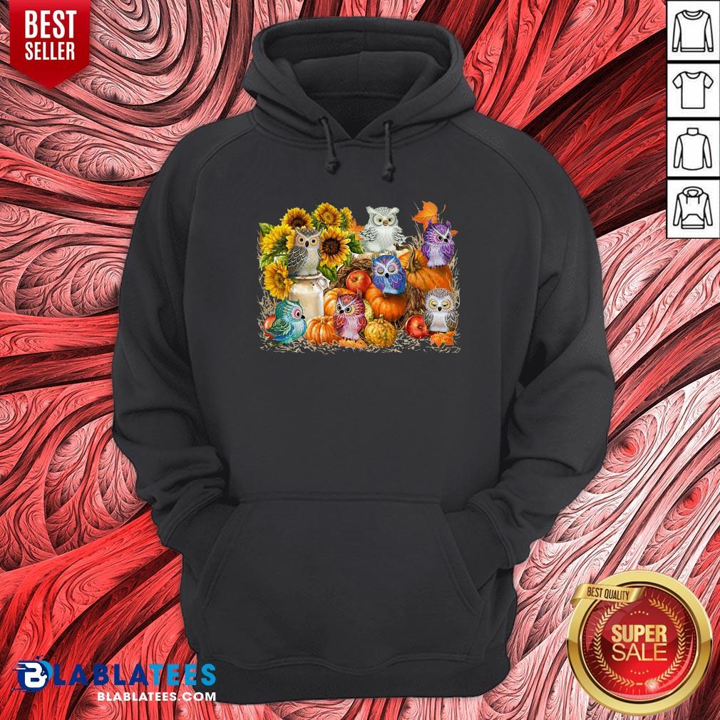 Top Owls Pumpkin Sunflower Halloween Shirt - Image 3