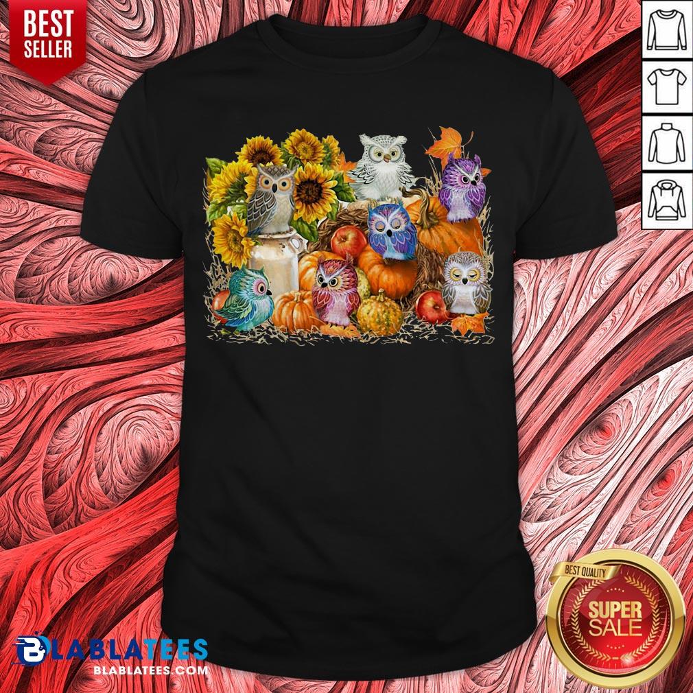 Top Owls Pumpkin Sunflower Halloween Shirt