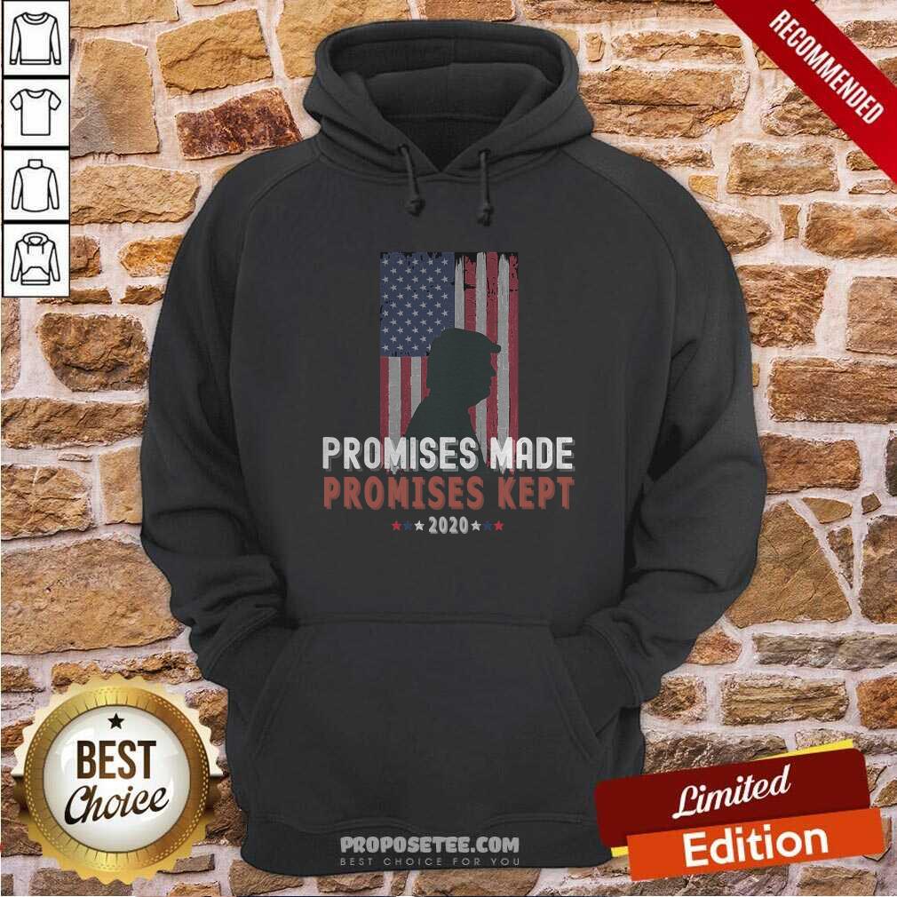 Top Promises Made Promises Kept Pro Trump 2020 American Flag Shirt - Image 2