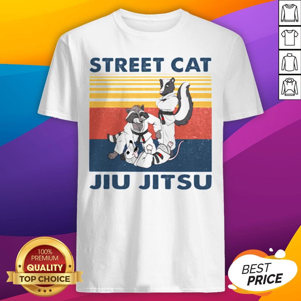Top Raccoon Street Cat Jiu Jitsu Vintage Retro Shirt