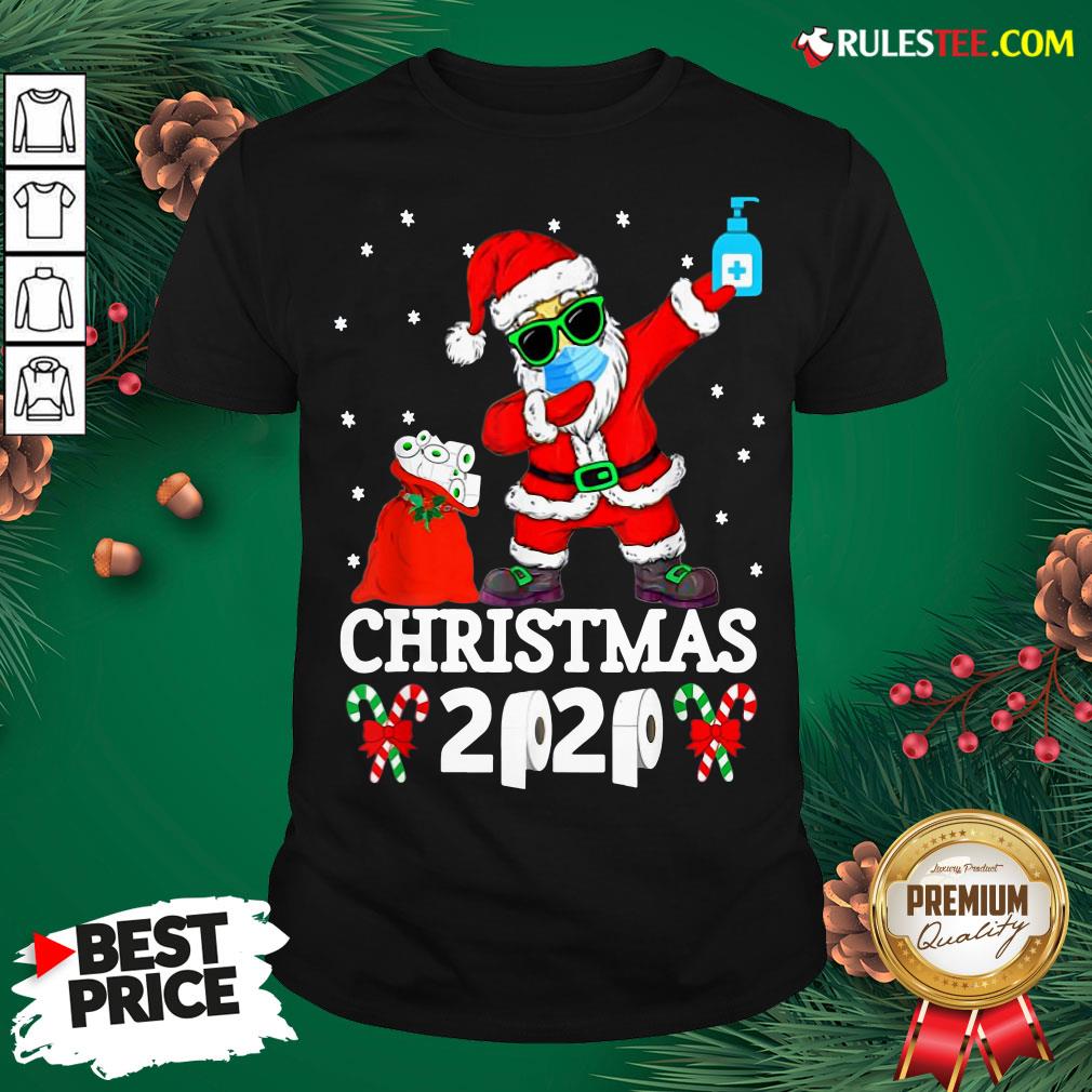 Top Santa Claus Dabbing Wine And Toilet Paper Christmas 2020 Shirt