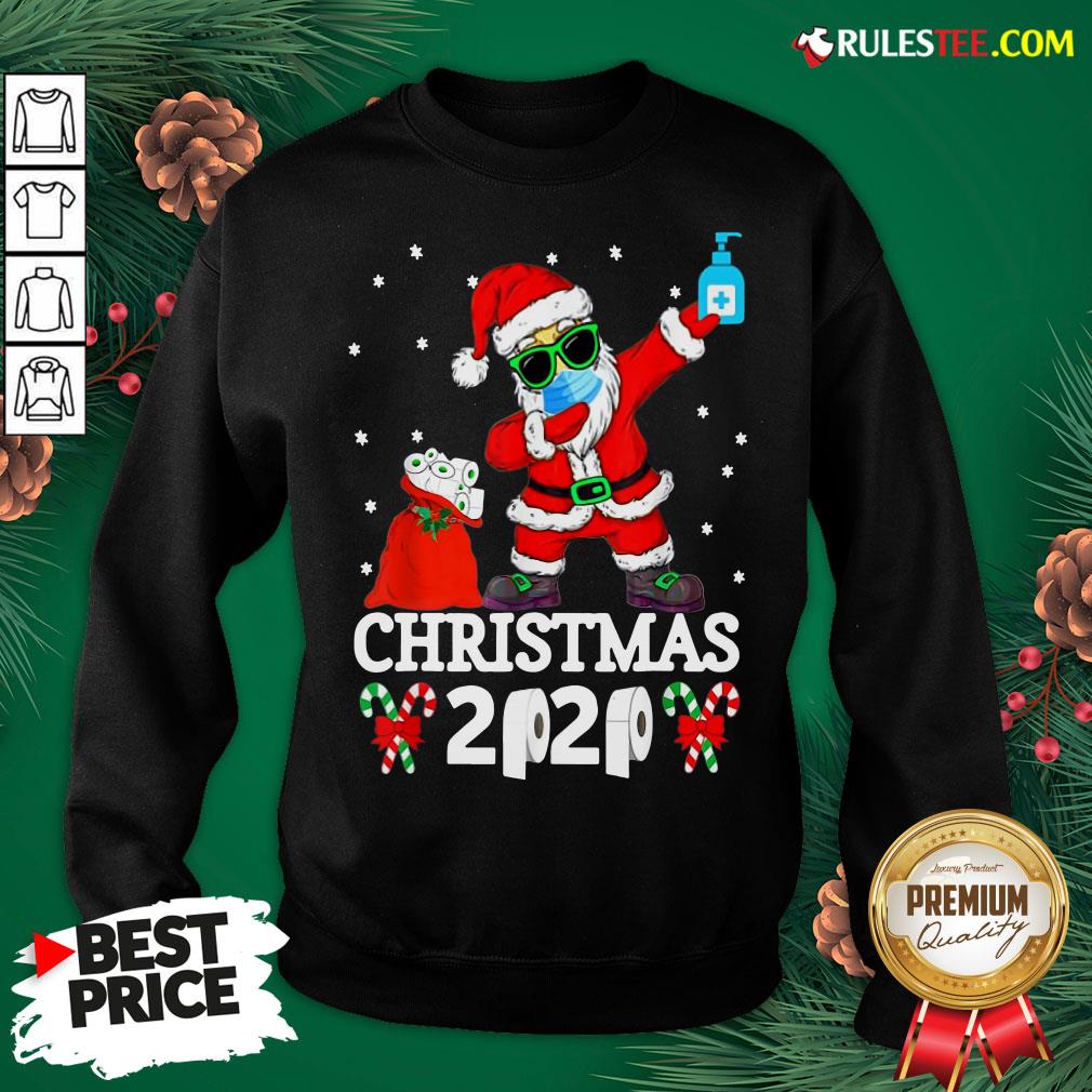 Top Santa Claus Dabbing Wine And Toilet Paper Christmas 2020 Shirt - Image 5